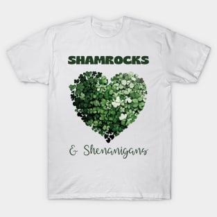 Shamrocks and Shenanigans with clover heart T-Shirt